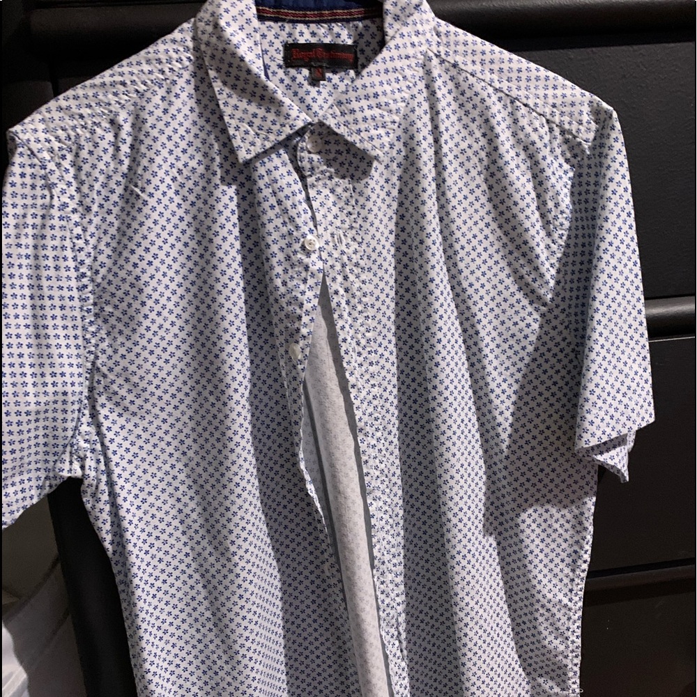 ROYAL TESTIMONY White, blue shortsleeved shirt